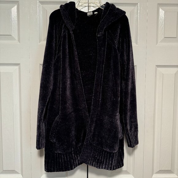Gap Hooded Slim Open Duster Cardigan Color Moonless Night Sz XXL Like New - Picture 1 of 6